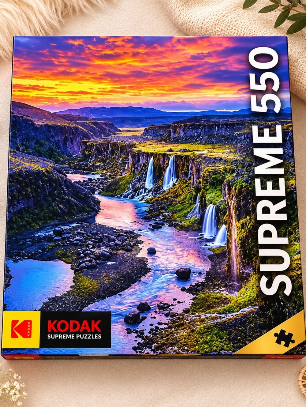 Kodak Supreme 550 Puzzle - Sunset Orange and Turquoise Landscape